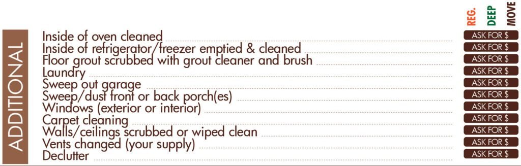 House Cleaning Checklist - Extras